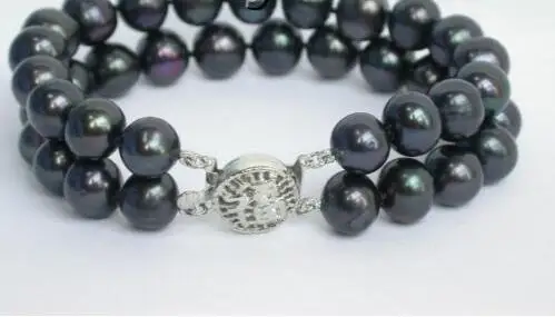 

Shipping >>>>> Genuine 11mm 8" round black freshwater pearls Bracelet 18KGP j5261