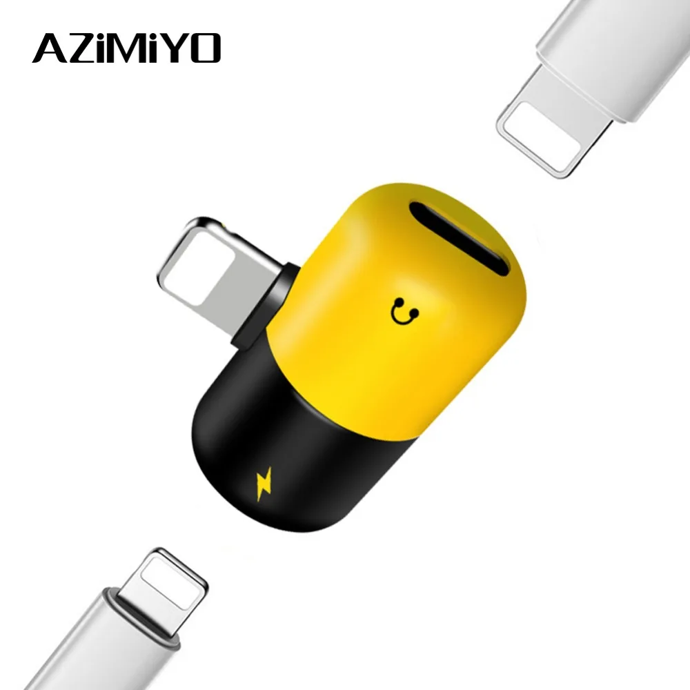 

AZiMiYO headphone adapter splitter compatible for iphone 7 8 Plus X XR earphone cable Extender 2 in 1 Audio Adaptor Accessories