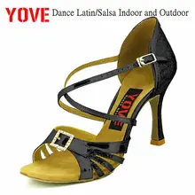 YOVE стиль LD-1010 танцевальная обувь Бачата/Сальса крытый и открытый Женская танцевальная обувь