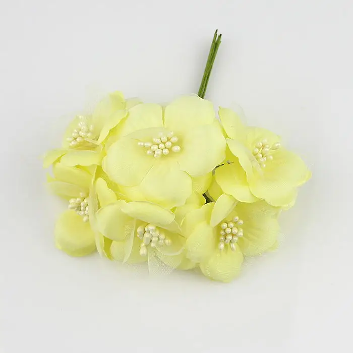 6 см 6 шт. ткань искусственный букет камелий, шелк мака сливы тычинки искусственные цветы для свадьбы скрапбукинг украшения - Цвет: Yellow