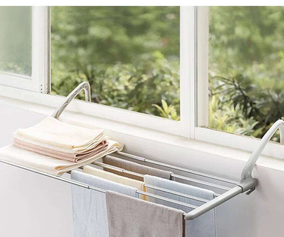 New products Xiaomi Mijia Bang telescopic drying rack hanger aluminum alloy PP material frame adjustable hanger smart home (8)