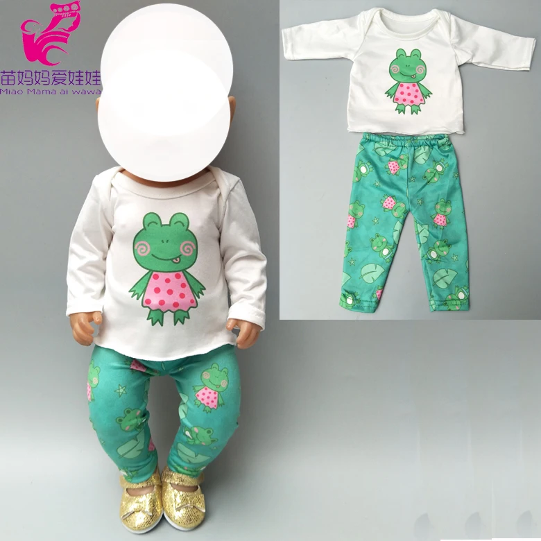 

doll clothes for 43cm Baby doll girl clothes pants set frog for 18 " doll spring clothes