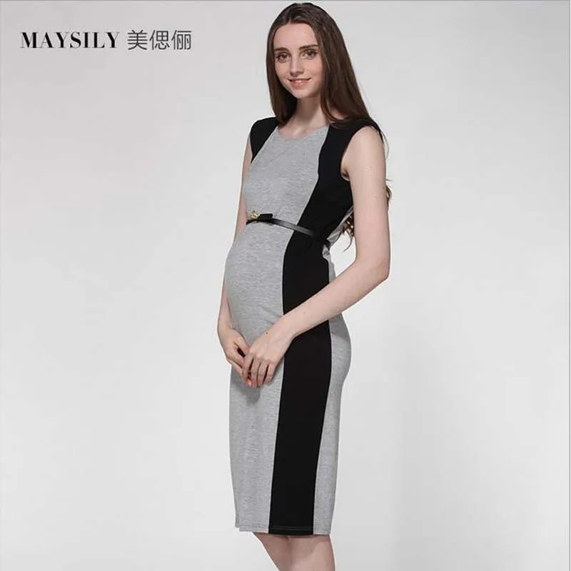

JMS Kasenbely Maternity Dresses 100%Cotton Maternity Clothing Patchwork Pregnancy Dress For Pregnant Sashes Pregnancy Clothes