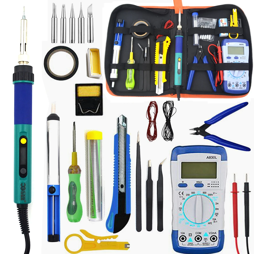 

CXG936d 60W Temperature Electric Soldering Iron Kit Soldering Iron kit With Multimeter Desoldeirng Pump Welding Tool 110v 220v