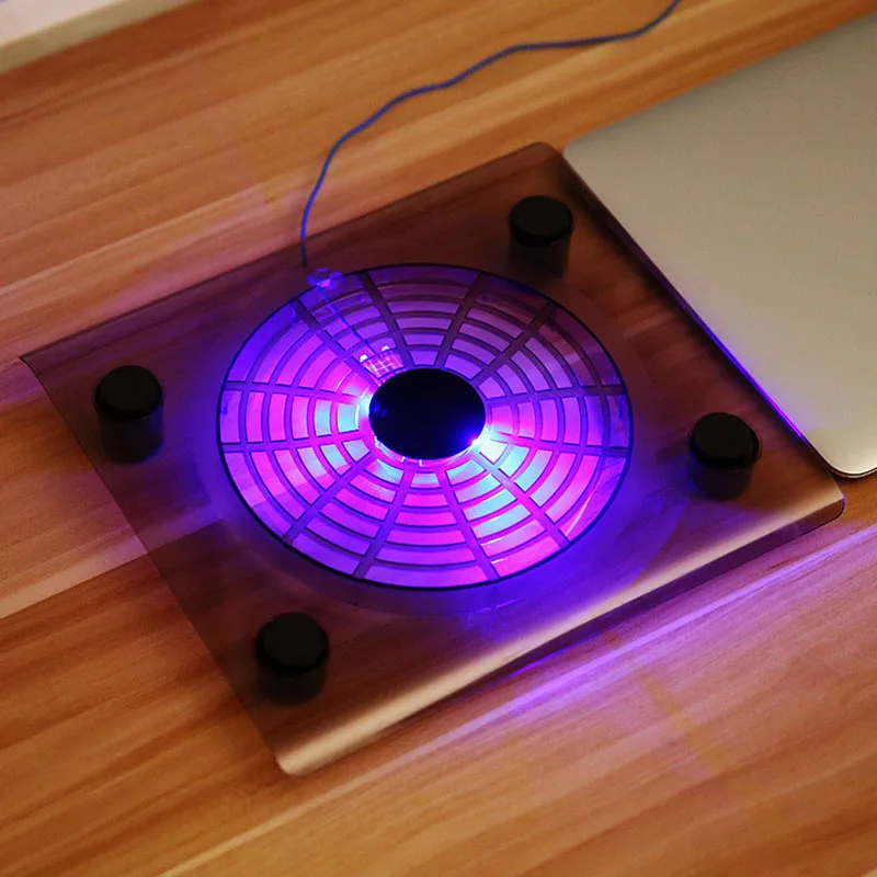 

Hot Sale 14/15 inches Acrylic Shockproof Computer Notebook Laptop Cooling Pads Cooler Fan Radiator Anti-slip Stand with Light