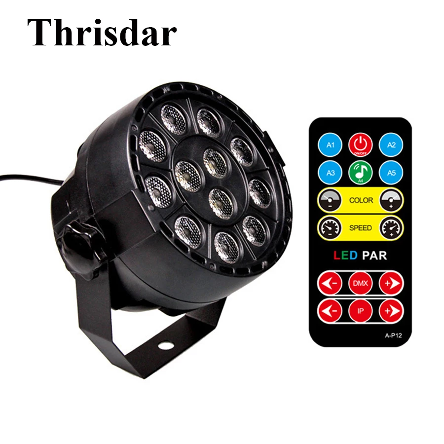 

Thrisdar 12LED Purple UV Led Stage Par Light DMX512 Sound Active Ultraviolet Led Spotlight Lamp KTV Club Disco DJ Party Light