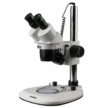 

Pillar Stand Microscope--AmScope Supplies 20X-40X Super Widefield Pillar Stand Stereo Microscope with Top & Bottom LED Lights
