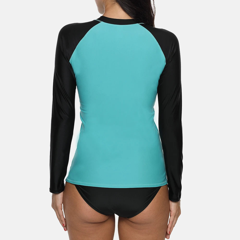 Attraco Swimsuit Swimwear Rash guard Women Long Sleeve Zipper Running Shirt Hiking Shirts Surfing Top Rash Guard Zipper UPF50+