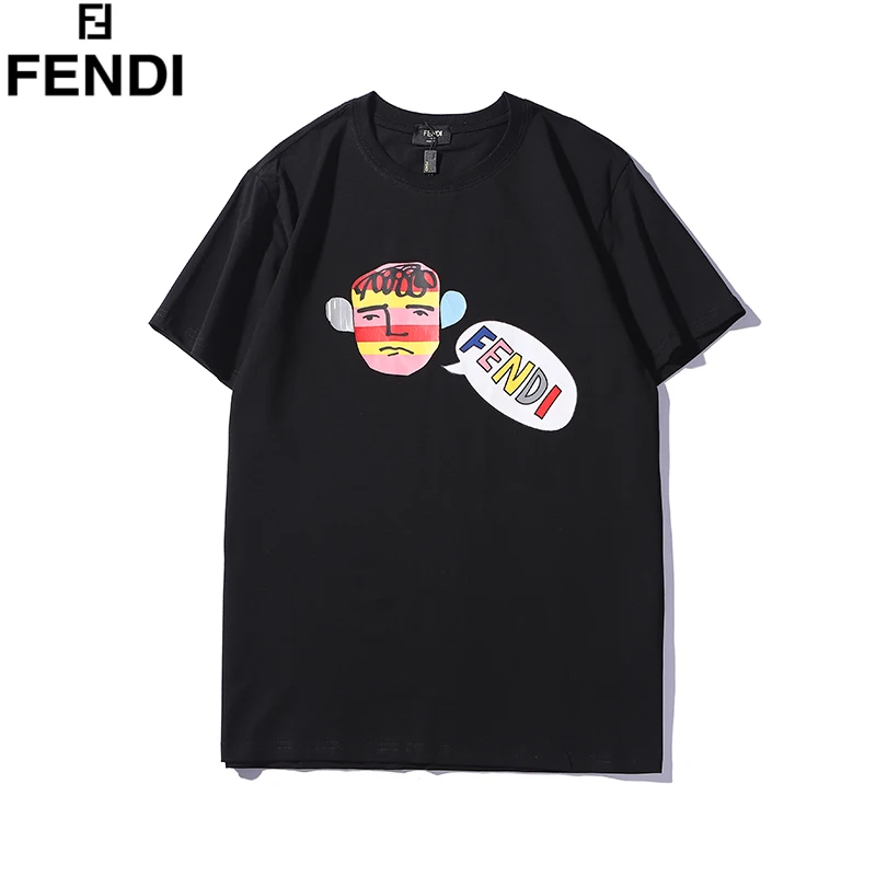 Бренд Fendi лето осень Для мужчин женщин О образным вырезом Футболка оригинальный