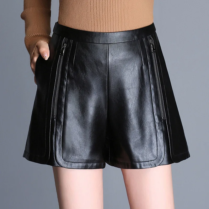 High waist shorts Women's Hot leather shorts 2018 Spring