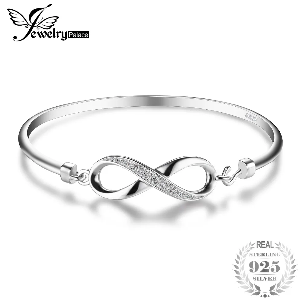 

JewelryPalace Forever Love Infinity Anniversary Bangle Bracelet Pure 925 Sterling Silver Jewelry Wedding Bracelet Gifts For Mom
