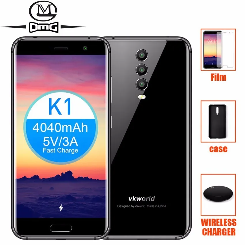 

vkworld K1 4G Smartphone Android 8.1 Rear three Cameras 4GB RAM 64GB ROM Octa Core Wireless Charger Face ID 5.2 " mobile phone