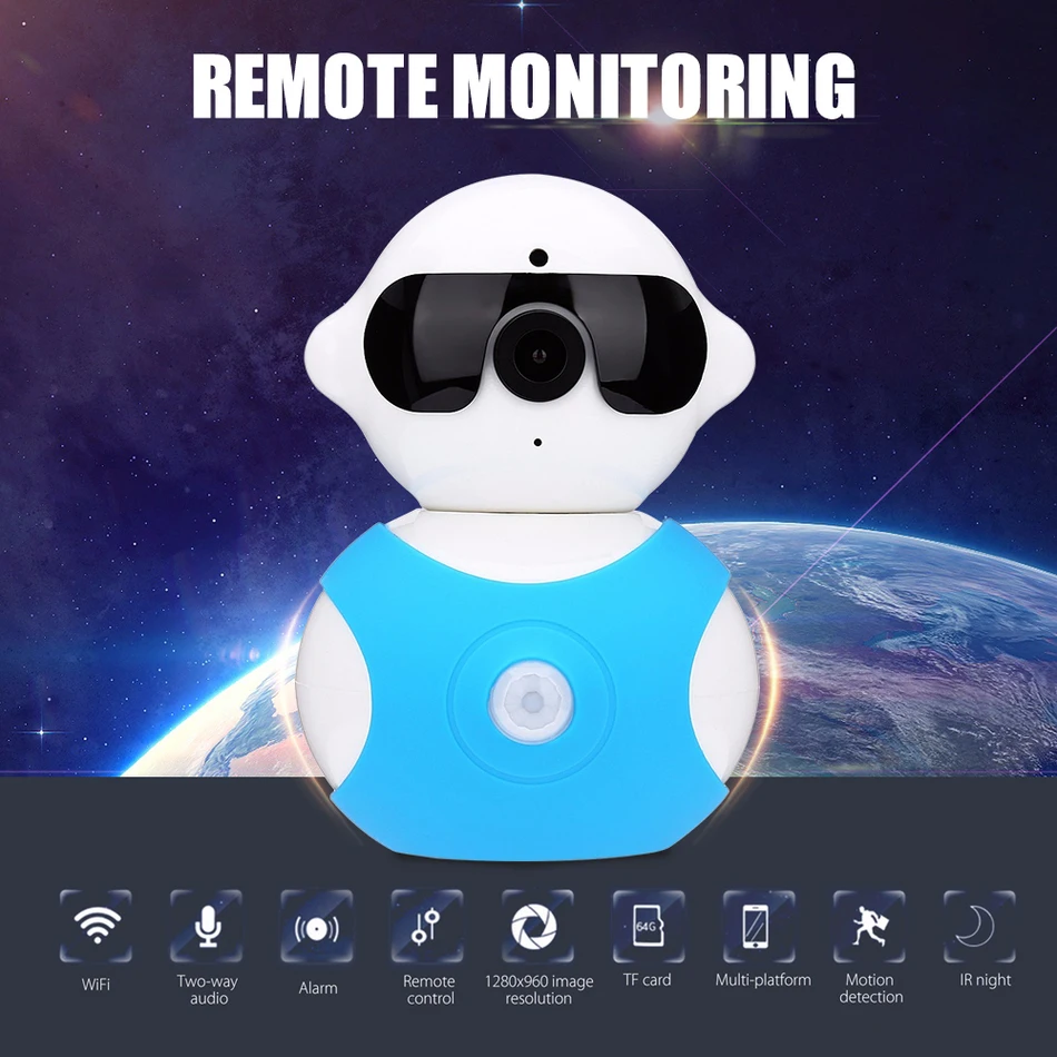 A8 Dual HD Wireless IP Camera 6pcs IR LED Home Surveillance Security Camera Real-time Remote Monitoring Cartoon IP Wifi Camera
