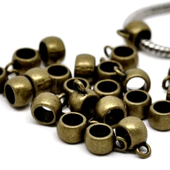 

250Pcs Bronze Tone Round Metal Bail Spacer Beads Fit European Charm Bracelets Jewelry DIY Findings 11x5mm