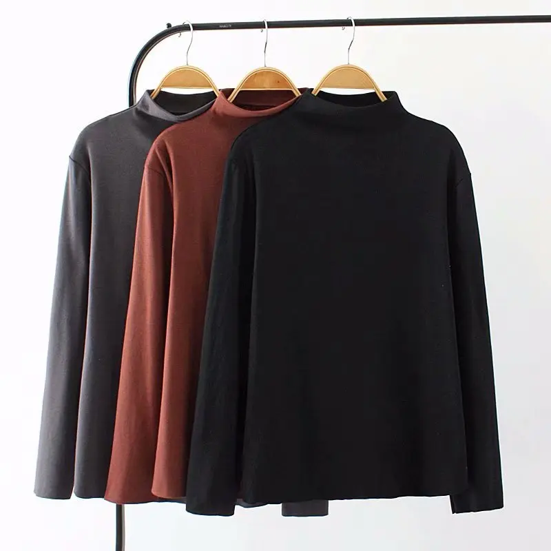 

Oversized Plus Size big size O-Neck Women long sleeve Shirts Cotton Solid shirt Women Tops Autumn Shirt Femme