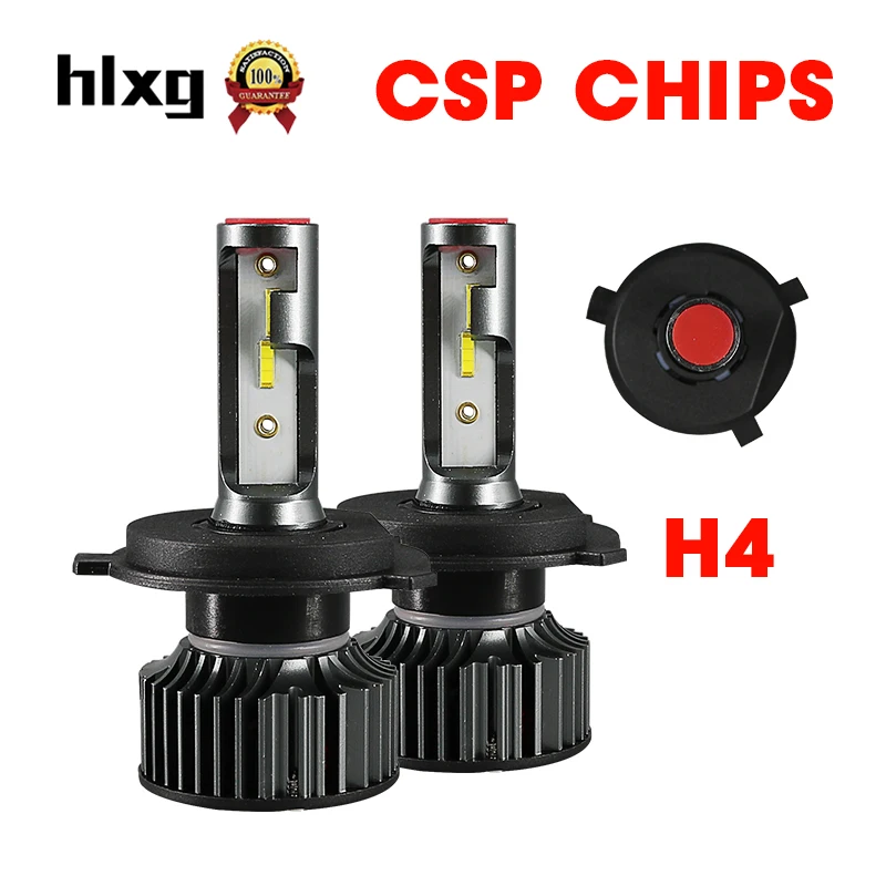 Hlxg 2 шт. H4 Led 6000K 10000LM 50 Вт CSP чип hi low socket Тип лампы для автомобильных фар комплект