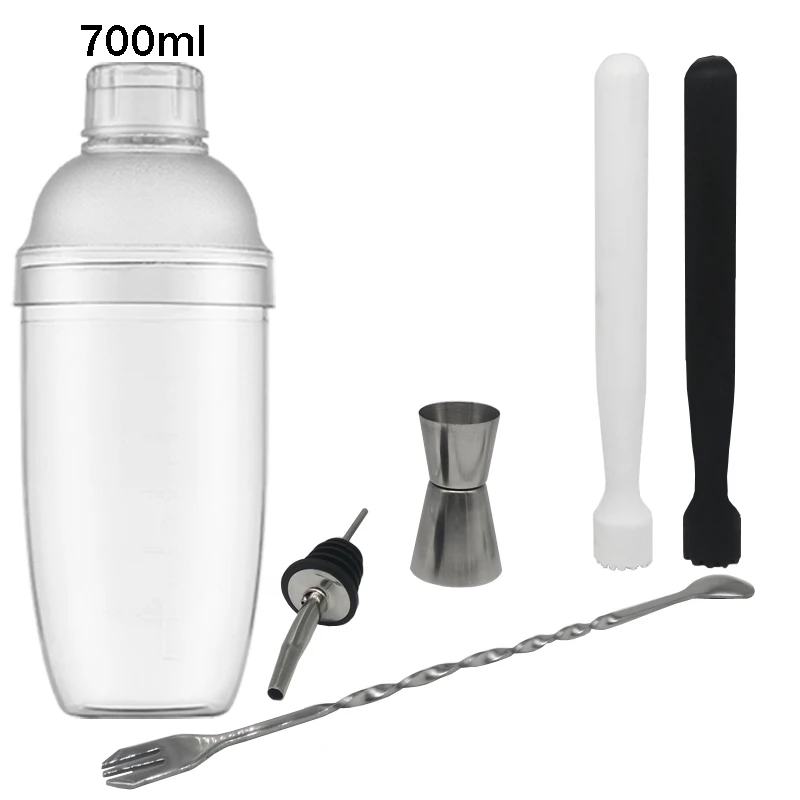 

Dropshipping Stainless Steel+Plastic 6Pcs 350ml/530ml/700ml Bar Boston Cocktail Shaker Bar Set Wine Drink Mixer Bar Party