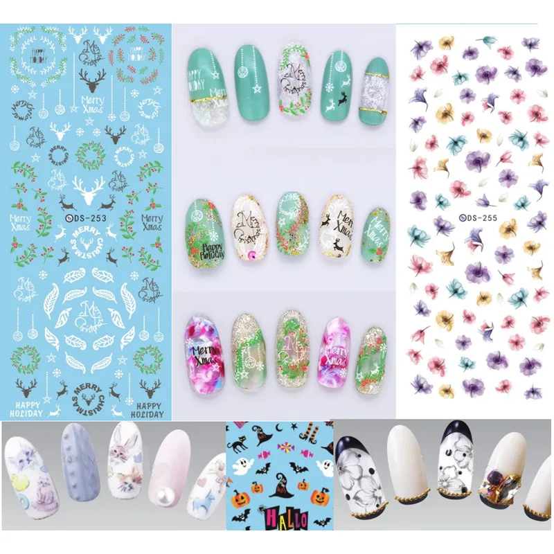 Подробности см. 1 шт. Holloween Тыквы Воды Передачи Серии DS Nail Art Наклейки Новый
