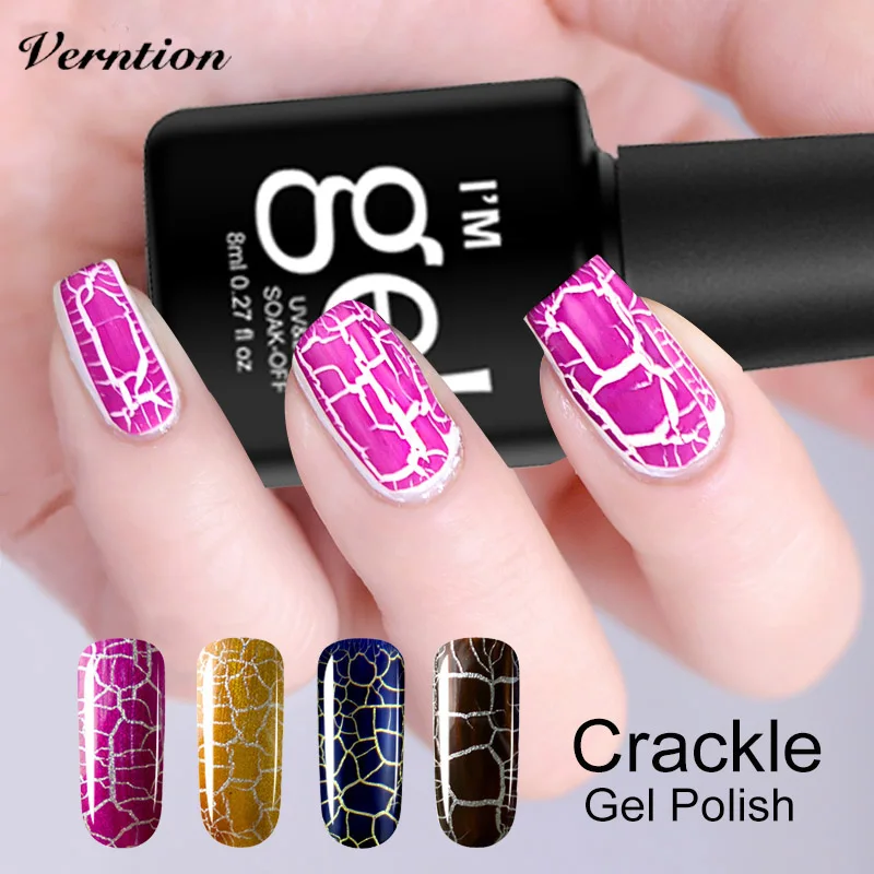 

Verntion Everything for 12Colors Cracking Lucky Soak Off 3D Nail Art Gel Varnish Lasting UV Gel Polish 8ml Need Led Lamp Nail