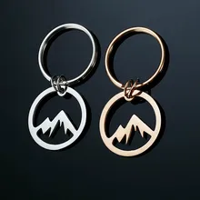 Anéis chave chaveiro de aço inoxidável oco alpinismo entusiastas Monte Fuji Montanha de Neve chaveiro pingente anel jóias