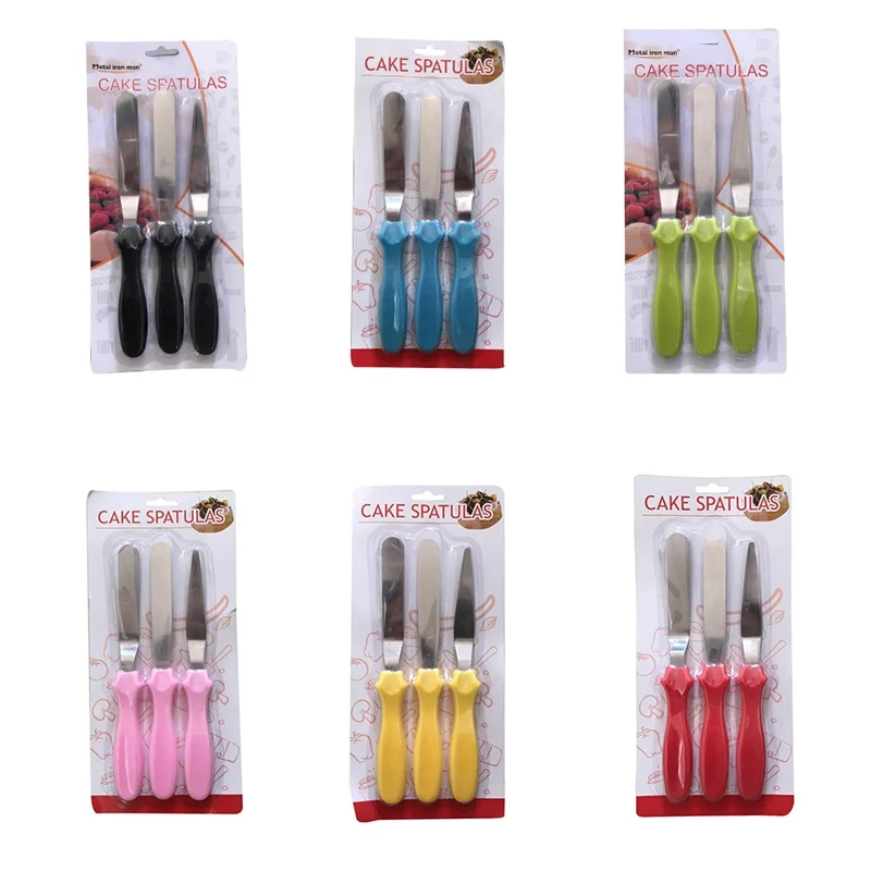 

3pcs/set Angled Straight Spatula Blade Icing Cream Spread Fondant Cake Decorating Cutter Set Baking Pastry Tools Spatulas Gift