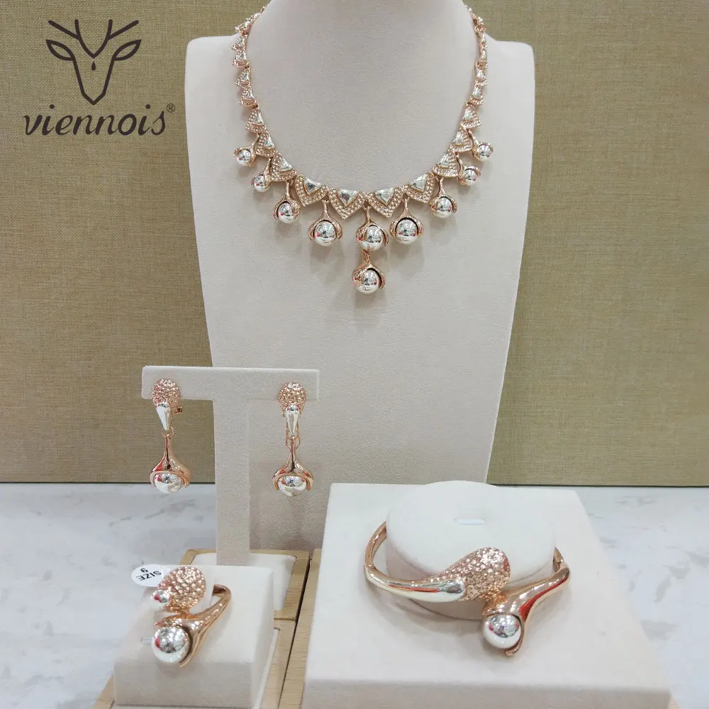 Viennois новый набор из ожерелья розового золота/золота для женщин Geomertic и сережек