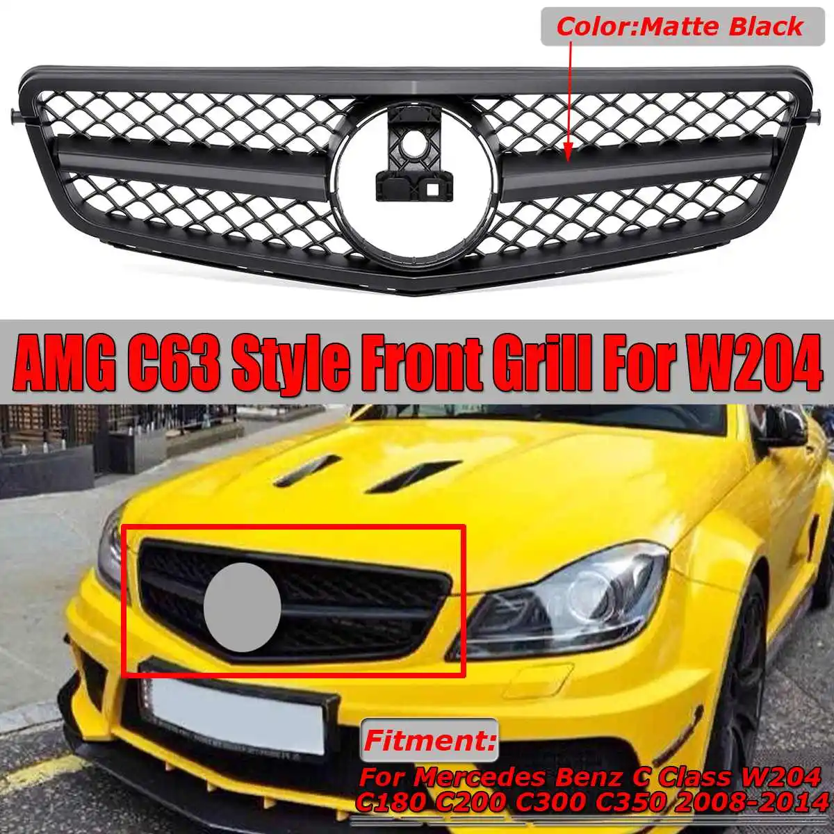 W204 C63 гриль для передних гонок в стиле АМГ Mercedes Benz C Class C180 C200 C300 C350 2008 14|Гоночные