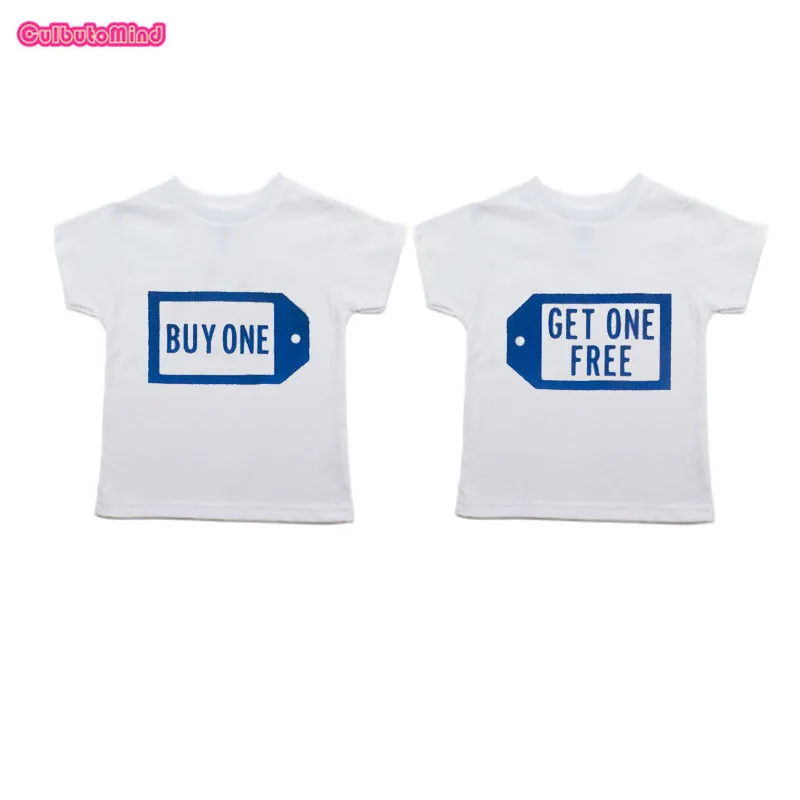 Футболки для близнецов купить один получить один бесплатно Твин Детские футболки и боди детские подарки для душа для новорожденных до 6 лет