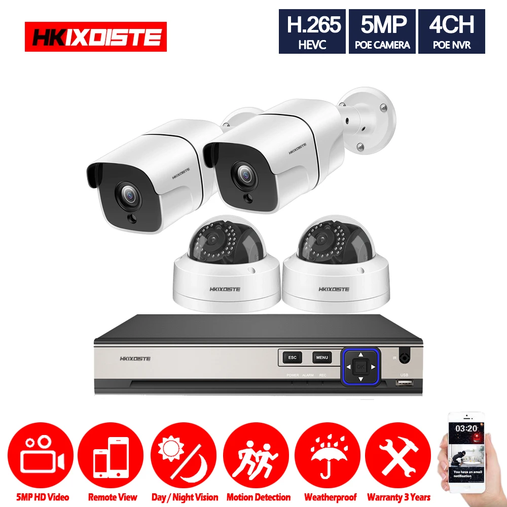 

H.265 8CH 5MP 4MP POE NVR Recorder 5MP Video Surveillance system 48V CCTV 5.0MP POE NVR Kit for 5MP POE IP Camera HDMI Output
