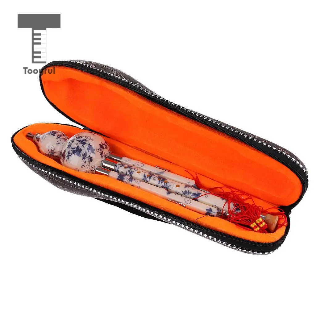 Tooyful Chinese Cucurbit Flute Hulusi Gourd Flauta Hulusi C/Bb Key Porcelain Calabash Flute Folk Musical Instrument with Case