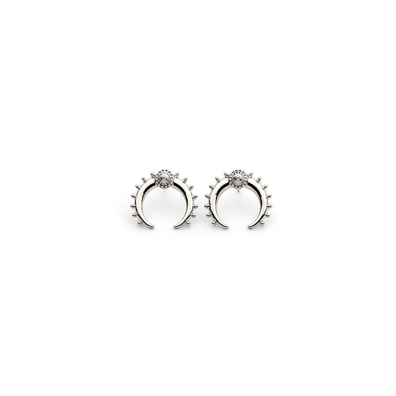 Женские винтажные сережки гвоздики Crescent Moon блестящие маленькие с цветком