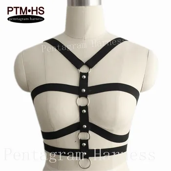 

Womens Sexy Harness Lingerie Cage Halter Bra Black Elastic Bondage Strappy Belt Fetish Exotic Burlesque Dancewear Harness Goth
