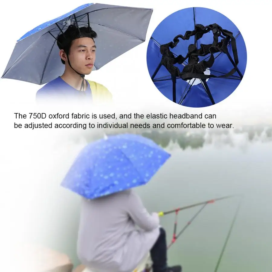 

77cm Umbrellas Sunscreen Windproof Head-Mounted Umbrella Top Umbrella Foldable Sunscreen Shade Umbrella Hat