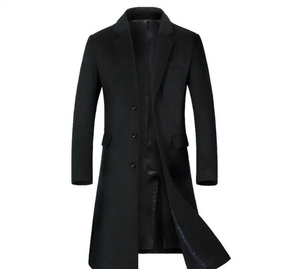 M-XXXL 2018 Новая мужская Длинная ветровка корейские зимние шерстяные пальто тонкий тенденция мужской одежды большие размеры