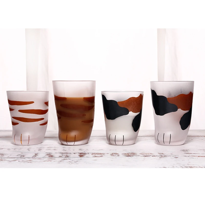 Горячая Кошачий коготь в форме чашки из матового стекла кружка для молока С Рисунком Тигра кофейная чашка подарок LSK99