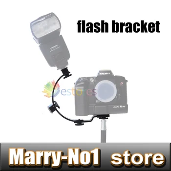 C-shaped 1 hot shoe dual metal flash bracket for camera flash speedlite most DV / Mini DV Camcorder / DC / DSLR