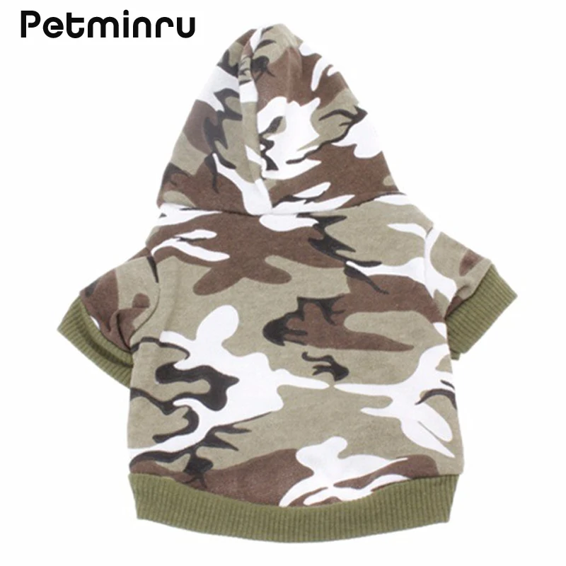 Petminru Pet Dog Clothes Camouflage with Hat Pet Sweater Warm Autumn