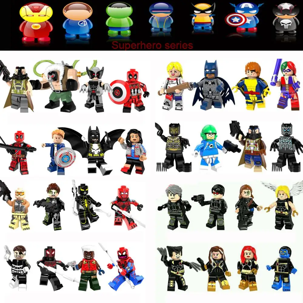 

Toy Children's building blocks compatible superhero ultimate bat spider King Kong black panther siren laser death waiter JM-13