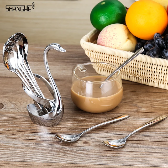 Swan Rack Fruit Party Decorations Tableware Stainless Steel Coffee Swan Rack Fruit Party Decorations Tableware Stainless Steel Coffee Spoon And Forks For Dishes Cake Dessert