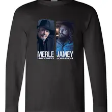 Новая Черная футболка Merle Haggard & Jamey Johnson с длинным рукавом Размер S