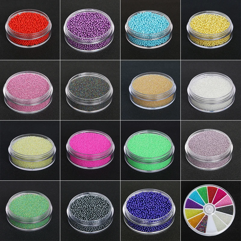 

1 Box 0.6-0.8-1MM Caviar Bead Rhinestone For Nails Micro Nai Crystal Ball AB Glass Nails Crystals Nail Art