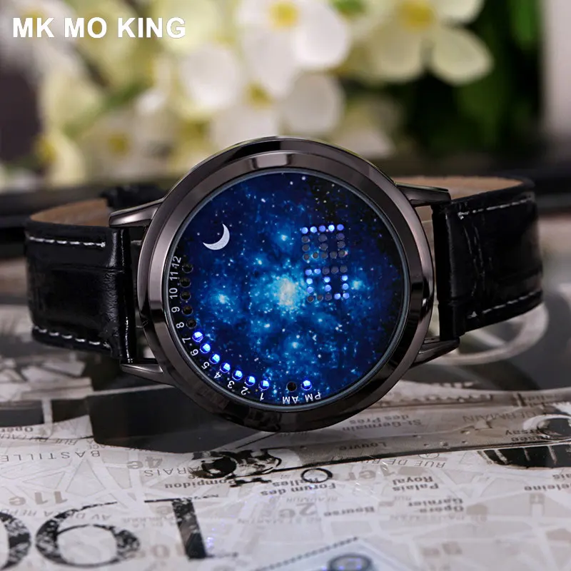 Креативный светодиодный сенсорный экран часы светящиеся звезды Пара Мода спортивные мужские наручные часы женские часы подарок браслет