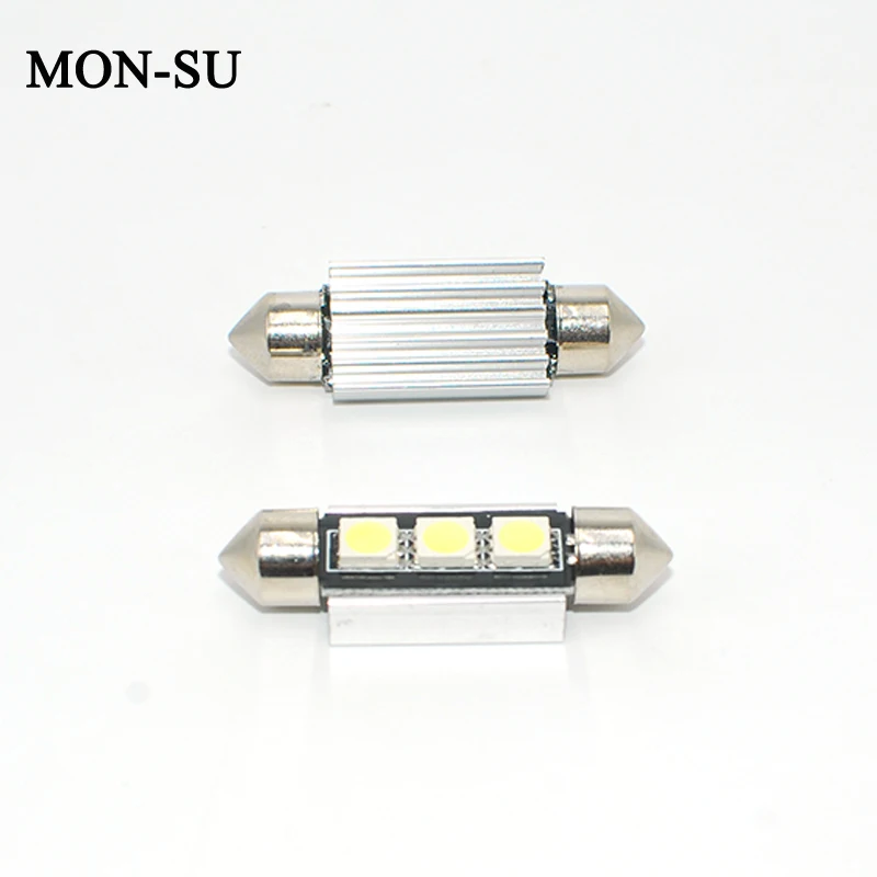 

MON-SU 2pcs Car Dome Lights 36mm/39mm 3SMD 5050 Festoon Canbus Led Bulb C5W Led Car Signal Lamp License Plate Light 12V
