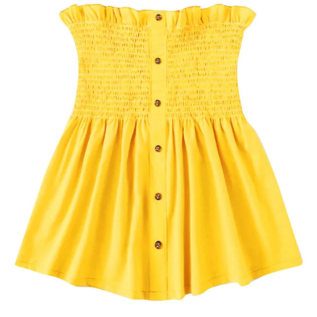 

2019 Summer Beach Ruched Vest Solid Color Strapless Off Shoulder Backless Top With Button Vest Ropa Mujer 2019 #N5