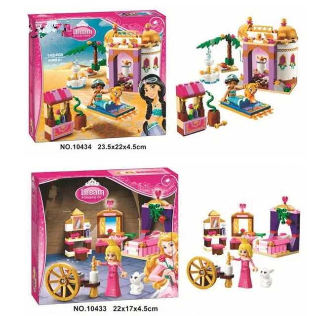 10434 10433 Dream Sleeping Girl Series Aladdin Princess Jasmine Bricks Figures Building Block Toys Compatible legoing toys