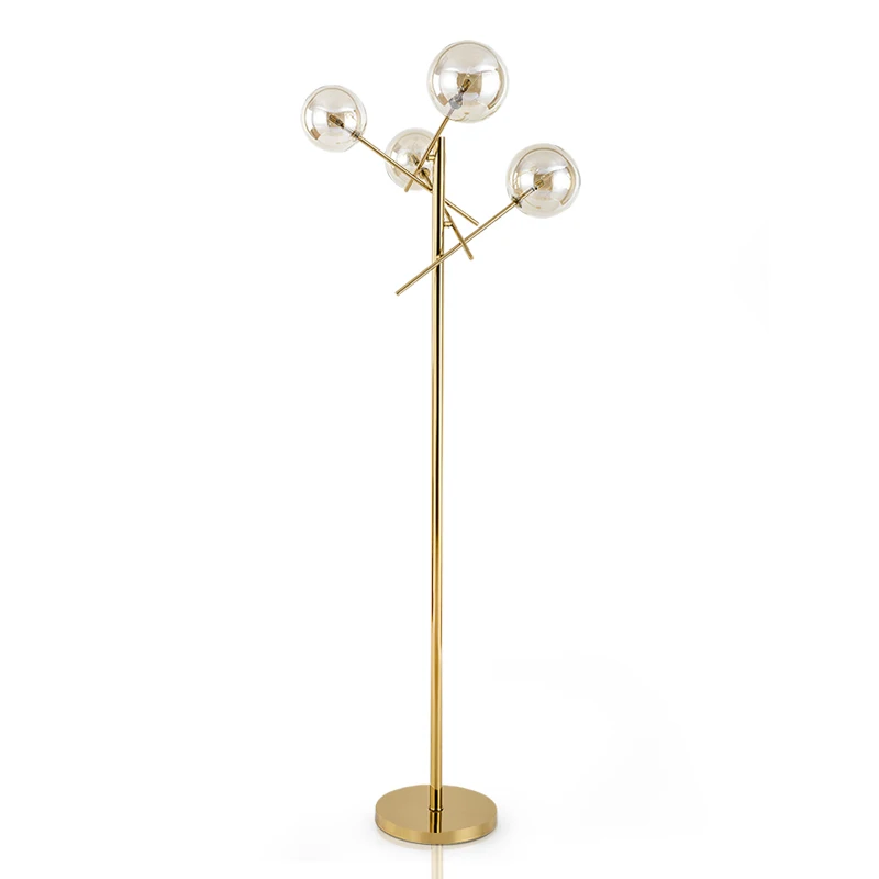 New Arrival Nordic Simple Floor Lamps Designer Plated Gold Metal Living Room Bedroom Standing Lamp Iron Lustre Lighting Fixture | Лампы и