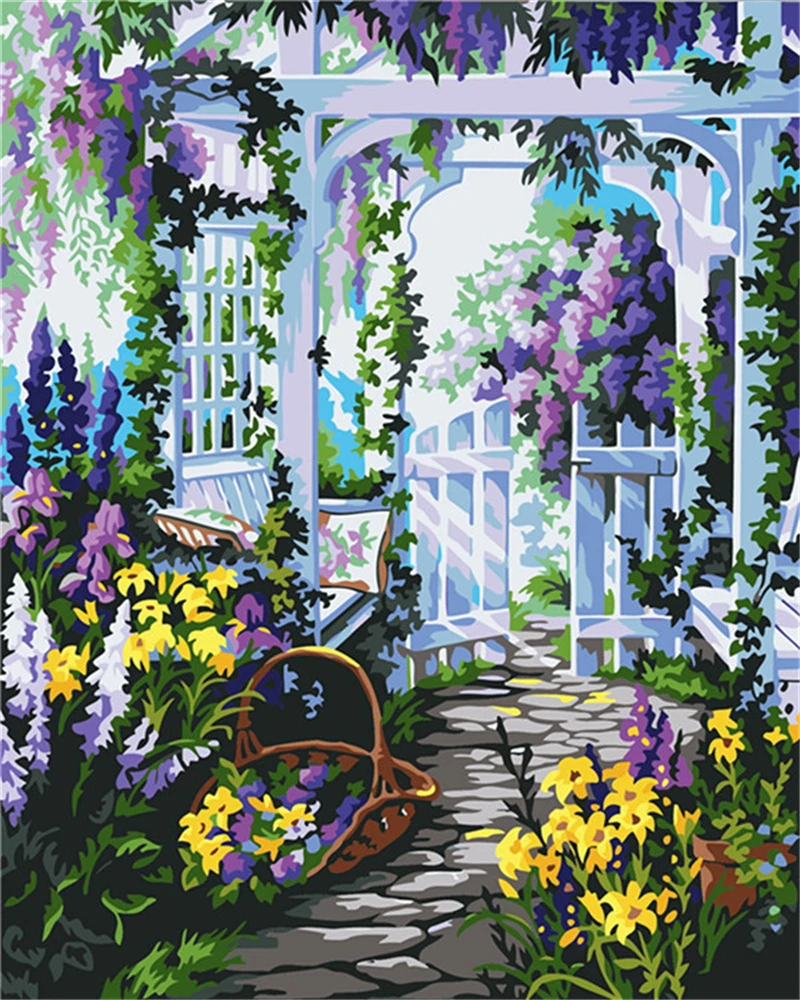Gambar Lukisan Pemandangan Di Taman Bunga Pickini