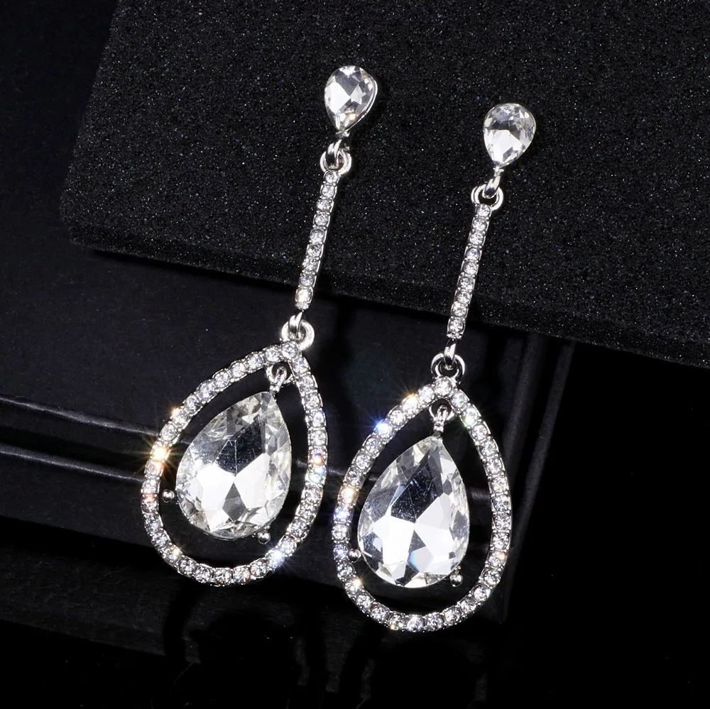 DB Studio Two-Strand Crystal Drop Earrings In Silver | David's Bridal