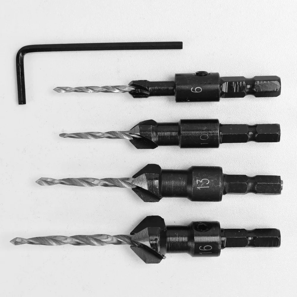 4pcs HSS Drill Bits Set Quick Change Hex Shank 6 10 13 16