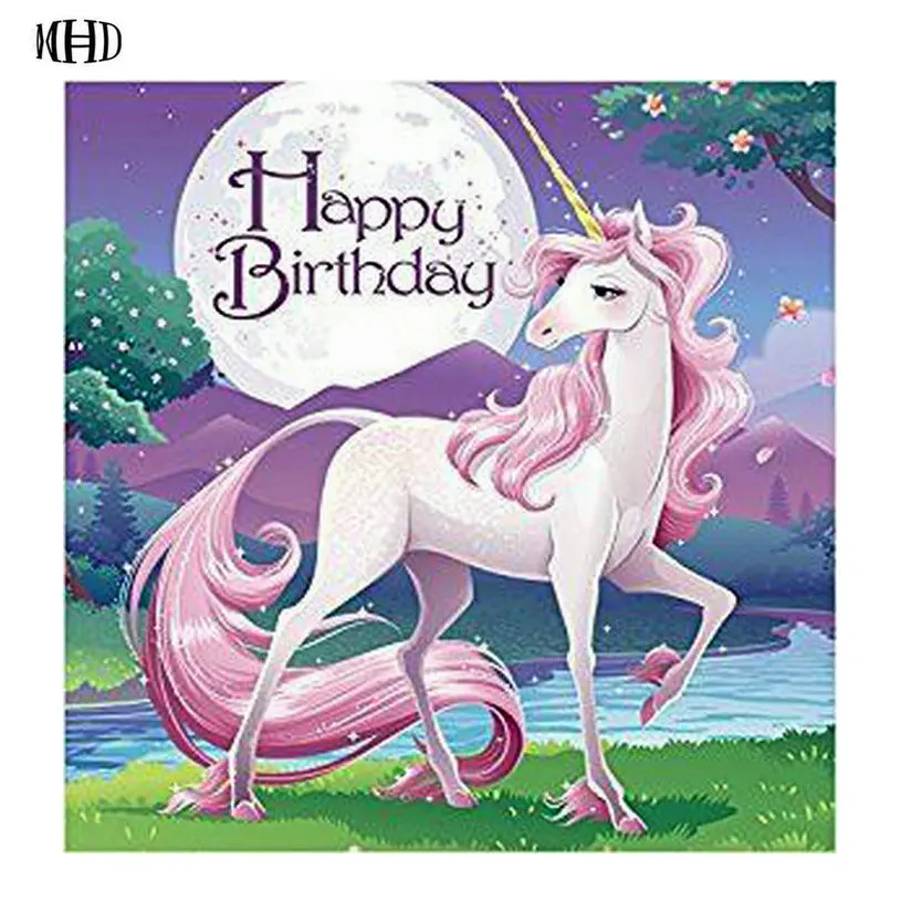 

DIY Diamond Painting Full square/round Mosaic Sticker Decor Painting Unicorn Happy birthday Cross Stitch 5d Diamond Embroidery